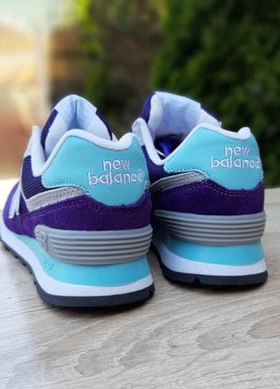 Женские кроссовки new balance 574 violet / фиолетовые с бирюзой4 фото