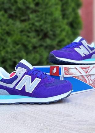 Женские кроссовки new balance 574 violet / фиолетовые с бирюзой1 фото