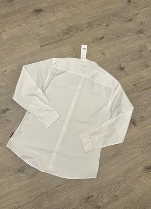 Класична біла сорочка без коміра стійкою рубчик french connection5 фото
