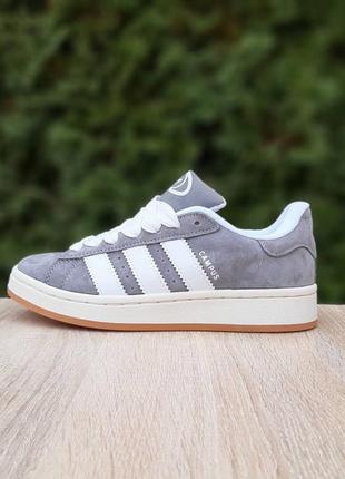 Женские замшевые кроссовки adidas campus white grey адидас кампус скидка2 фото