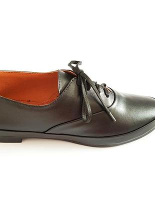 Кожаные туфли женские кожа на низком ходу каблуке мягкие удобные легкие черные 36р prellesta 20242 фото