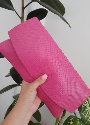 Клатч зі шкіри пітона рожевого кольору