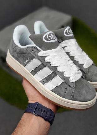 Жіночі замшеві кросівки adidas campus white grey адідас кампус знижка2 фото