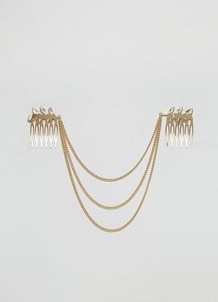 Гребешок цепочка для волос листья