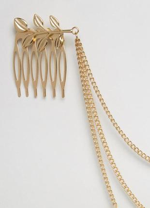 Гребешок цепочка для волос листья