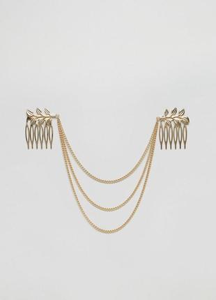 Гребешок цепочка для волос листья