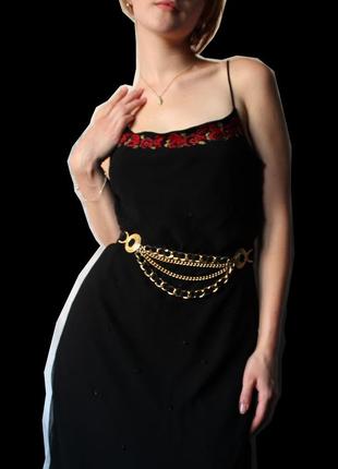 Вінтажна асиметрична сукня комбінація, розшита бісером з бахромою в стилі 30 х2 фото