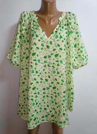Очень красивая блуза с объемными рукавами в цветочный принт 22/56-58 размера