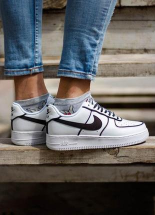 Nike air force white reflective кожаные кроссовки найк белый цвет (36-40)💜