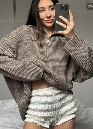 Asome half-zip beige sweater бежевый молочный свитер на молнии укр. бренд