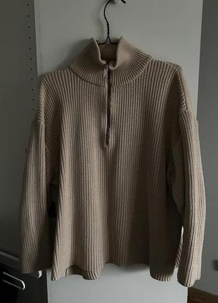 Asome half-zip beige sweater бежевый молочный свитер на молнии укр. бренд4 фото