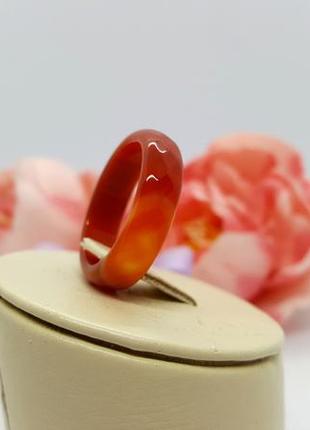 🦊🌟 кольцо натуральный камень сердолик граненное р. 17,55 фото