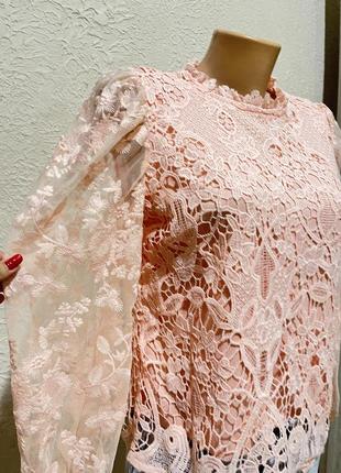 Рожева блузка ошатна/рожева блуза з прозорим рукавом/рожева блуза з вишивкою