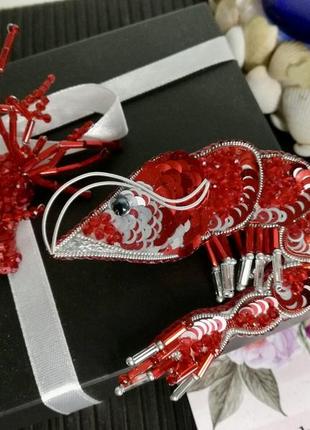 Комплект брошек-криветка и коралл.