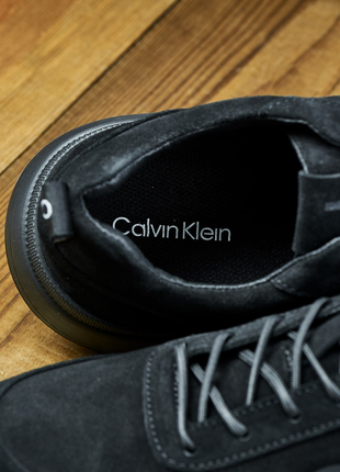 Стильные черные качественные мужские кроссовки calvin klein весенние-осенние, деми, кожаные,натуральная кожа3 фото