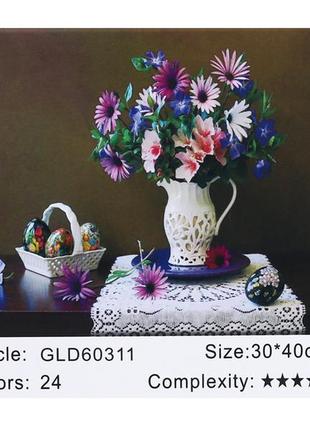Алмазна мозаїка josef otten 30*40 квіти у вазі (полотно на рамі), 603111 фото