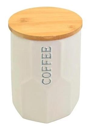 Банка для кофе modern 900мл 11*11*14.5см керамическая с деревянной крышкой, mc4047-c