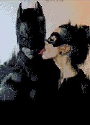 Алмазная мозаика бэтмен и женщина-кошка 40х50см на подрамнике, fa40850