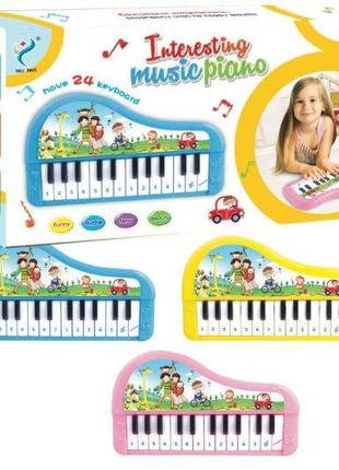 Іграшка музична піаніно на батарейках, світло, 3 кольори, 741