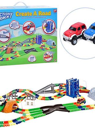 Трек 288 предметов, машинки 2шт, мосты, деревья, cf1108
