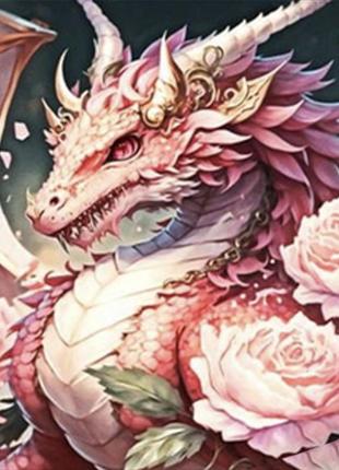 Алмазная мозаика цветочный дракон 40х50см, стратег, sk85978кор