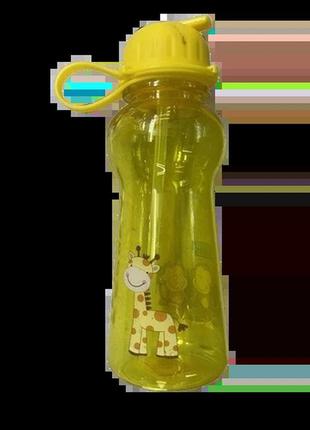 Бутылка-поилка детская с трубочкой мадагаскар 380мл, 3 цвета, r90078