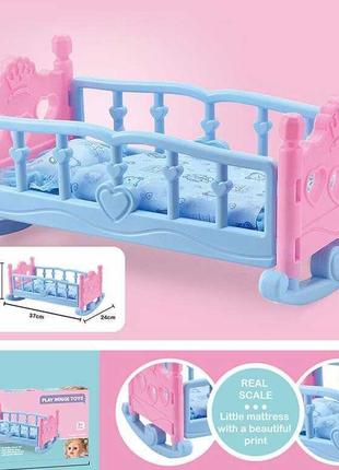 Кроватка игровая для куклы с постельным бельем и аксессуарами, cs8882