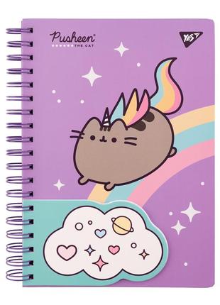 Блокнот yes 2в1 в5+в7 80л.+20л. двойная спираль pusheen, клетка, 151784