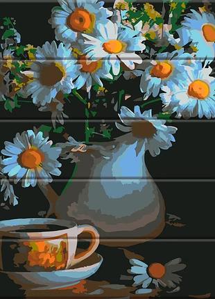 Картина за номерами на дереві "ромашки у вазі", artstory, asw047