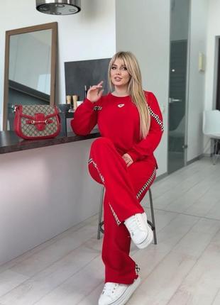 Стильний спортивний костюм зі вставками принту гусячої лапки