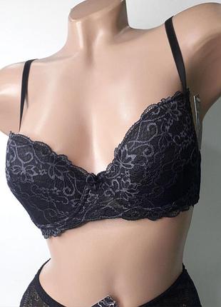 Бюстгальтер калинка 337 чорний-бузок 75b