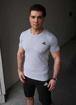 Комплект adidas футболка сіра + шорти, літній чоловічий набір адідас2 фото