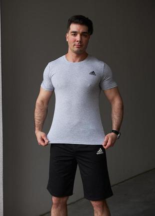Комплект adidas футболка сіра + шорти, літній чоловічий набір адідас7 фото