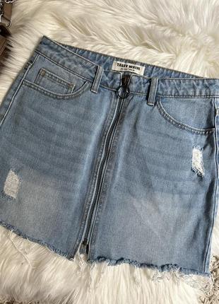 Короткая джинсовая юбка на молнии s2 фото