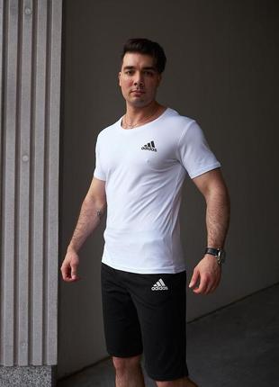 Комплект adidas футболка біла + шорти, літній чоловічий набір адідас2 фото