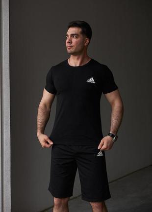 Комплект adidas футболка чорна + шорти, літній чоловічий набір адідас5 фото