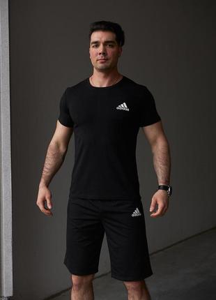 Комплект adidas футболка чорна + шорти, літній чоловічий набір адідас3 фото