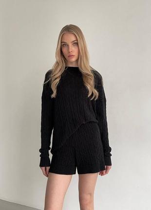 Вязаный свитер косичка 7