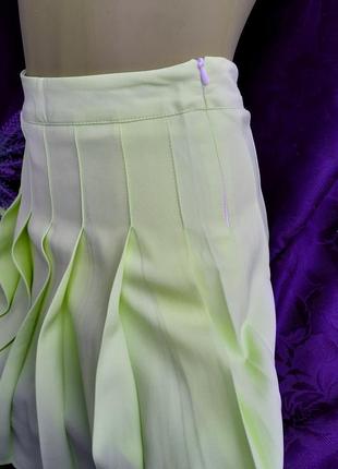 Reya rebel 🍋 юбка в складочку крупная складка с шортами подкладка короткая лимонная3 фото