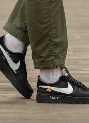 Найк аір форс чорні nike air force × off white black5 фото