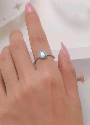 Кольцо капля с голубым камнем из серебра 925 пробы2 фото