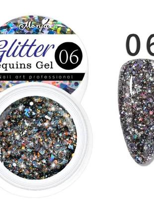 Глітерний гель monya glitter sequins gel №06