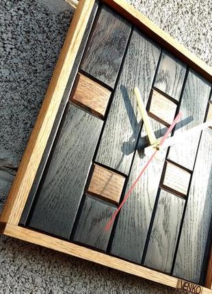 Деревянные часы из мореного дуба, настенные часы в современном дизайне8 фото