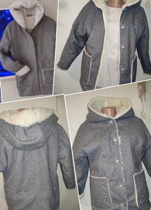 Куртка пальто 6/8лет на меху шерстяное зара1 фото
