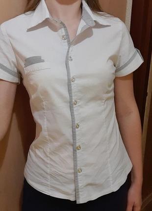 Рубашка с коротким рукавом, белая легкая рубашка3 фото