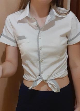 Рубашка с коротким рукавом, белая легкая рубашка2 фото