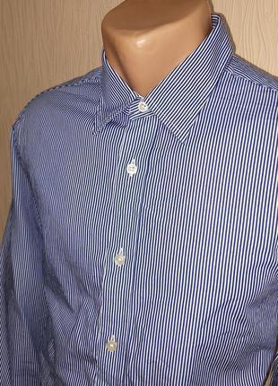 Фирменная белая рубашка в синюю полоску tommy hilfiger slim fit, молниеносная отправка 🚀⚡3 фото