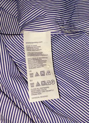 Фирменная белая рубашка в синюю полоску tommy hilfiger slim fit, молниеносная отправка 🚀⚡5 фото