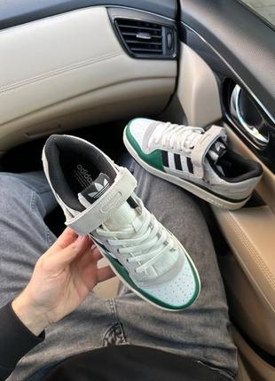 Кроссовки adidas forum 84 low white grey green 🔥4 фото