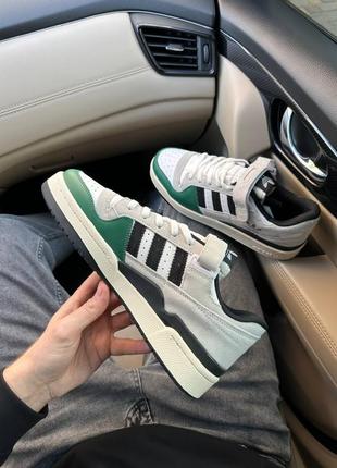 Кроссовки adidas forum 84 low white grey green 🔥6 фото